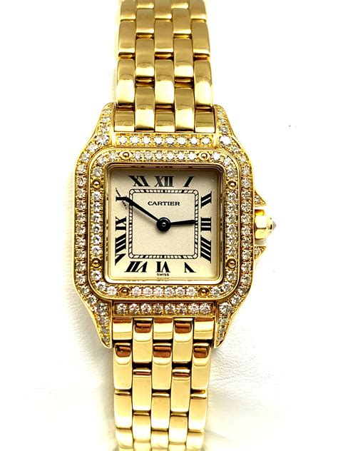 panthère de cartier watch gold|cartier panthere diamond bezel.